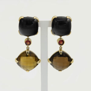 Ruby, sapphire and citrine earrings